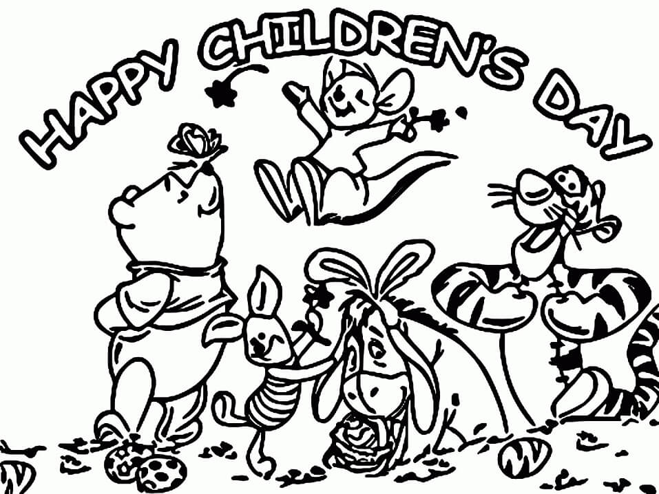 Online coloring book: Coloring page Winnie the Pooh Childrens Day